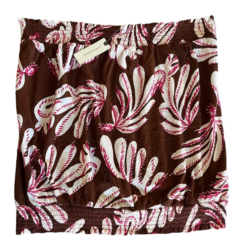 Anthropologie Womens Extra Large (XL) Floral Smocked Strapless Top New With Tags